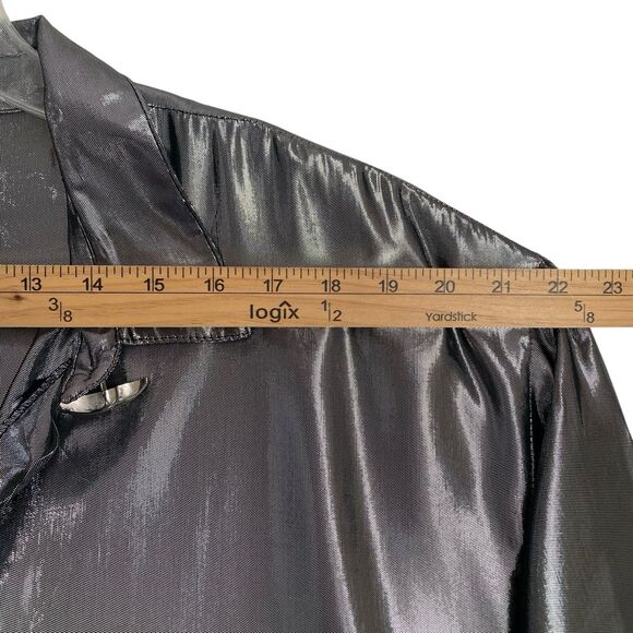 Vintage Victoria Jones Y2K Tunic Top 2X Metallic Liquid Silver Disco Flowy Fairy - Picture 4 of 8